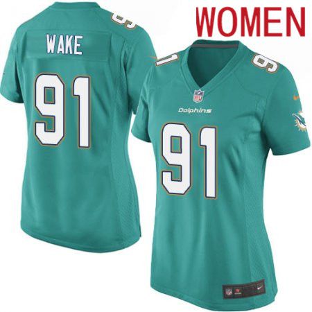 Women Miami Dolphins 91 Cameron Wake Nike Green Game NFL Jersey